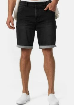 Indicode Jeans LONAR - Szorty Jeansowe - Black