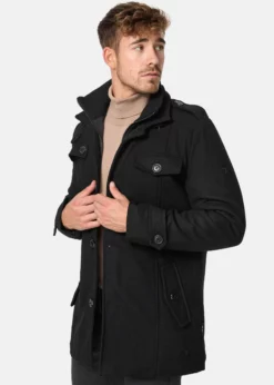 Indicode Jeans BRANDAN - Krótki Płaszcz - Black