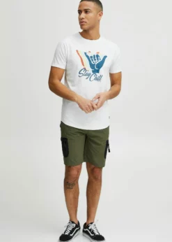 Indicode Jeans IDDANIEL - T-shirt Z Nadrukiem - Off White