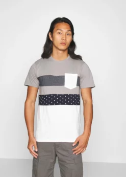 Indicode Jeans SILKEBORG - T-shirt Z Nadrukiem - Grey