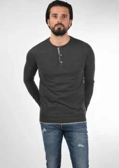 Indicode Jeans IDGIFFORD - Bluzka Z Długim Rękawem - Charcoal