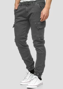 Indicode Jeans AUGUST - Bojówki - Raven