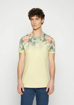 Indicode Jeans PALENCIA - T-shirt Z Nadrukiem - Pale Banana